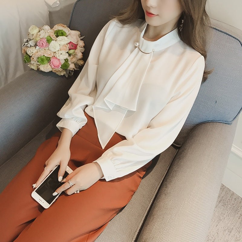 Wholesale Women's Elegant Solid Color Long Sleeve Blouses - view 2