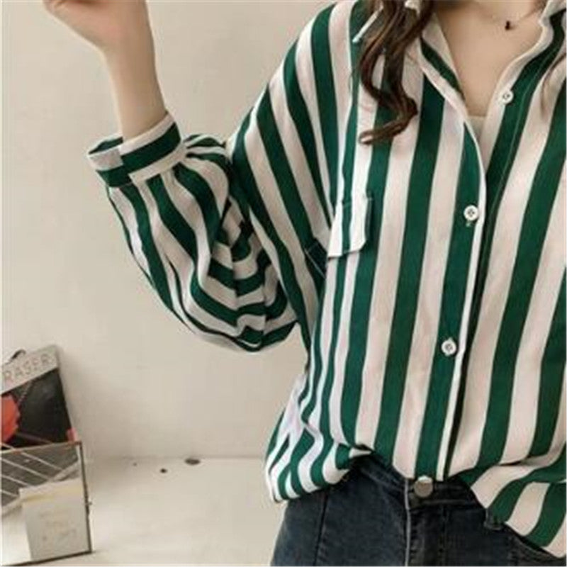 Wholesale Women's Casual Stripe Long Sleeve Blouses - view 3
