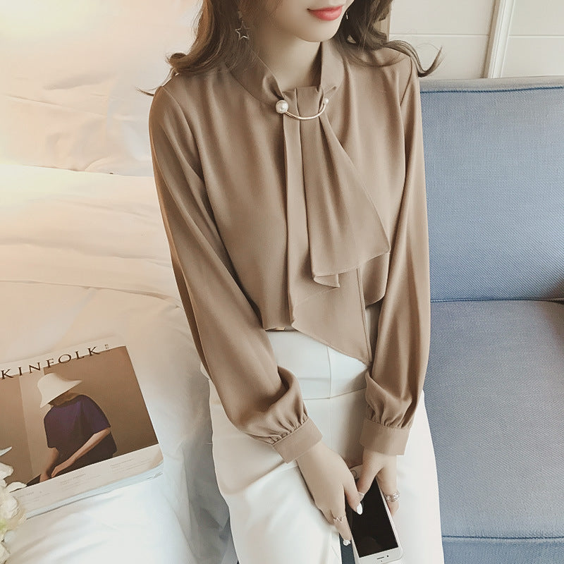Wholesale Women's Elegant Solid Color Long Sleeve Blouses - view 3