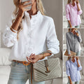 Wholesale Women's Casual Solid Color Long Sleeve Blouses - front view