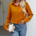 Women's Blouse Long Sleeve Blouses Button Casual Solid Color - front view