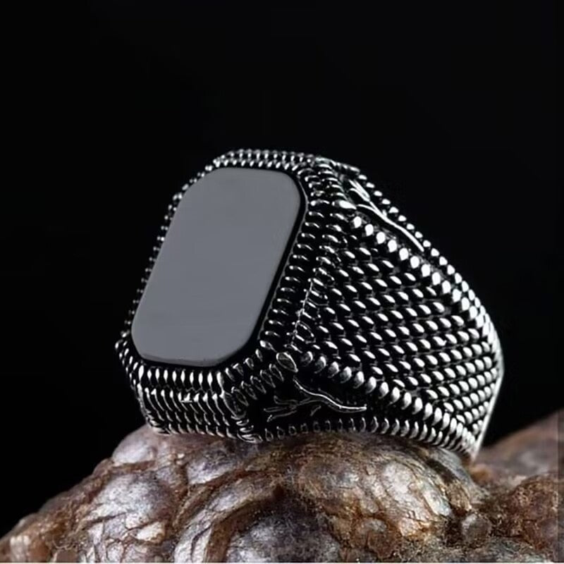 Retro Geometric Alloy Plating Men's Rings - front view