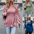 Women's Blouse Long Sleeve Blouses Lettuce Trim Casual Solid Color - front view