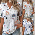 Wholesale Women's Casual Flower Short Sleeve Printing Blouses - front view