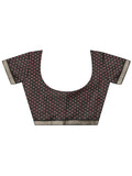 Maroon Printed Cotton Blend Saree With Unstitched Blouse Piece