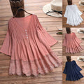 Women's Blouse 3/4 Length Sleeve Blouses Jacquard Casual Solid Color - front view