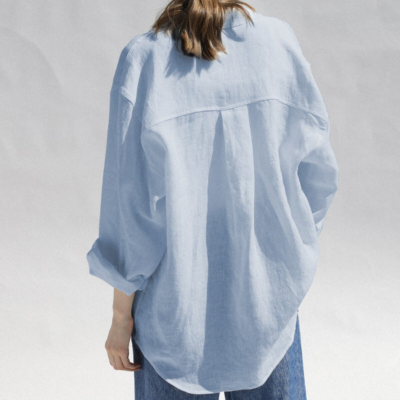 Women's Blouse Long Sleeve Blouses Button Casual Solid Color - view 2
