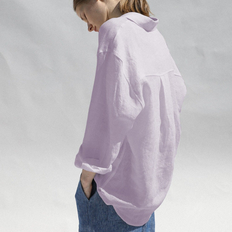 Women's Blouse Long Sleeve Blouses Button Casual Solid Color - view 3