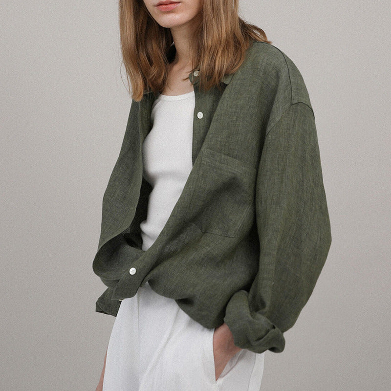 Women's Blouse Long Sleeve Blouses Button Casual Solid Color - view 5
