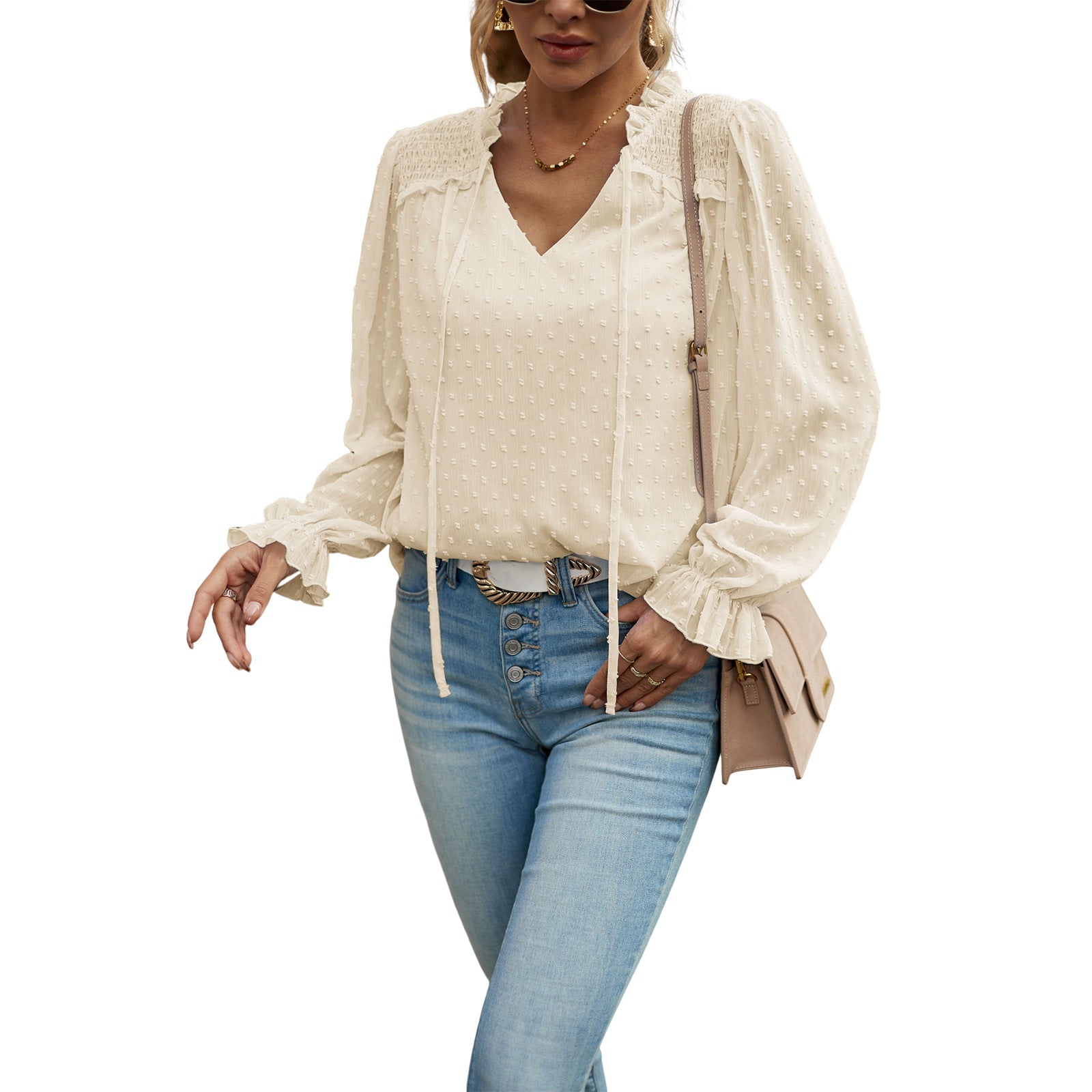Women's Blouse Long Sleeve Blouses Casual Solid Color - view 2