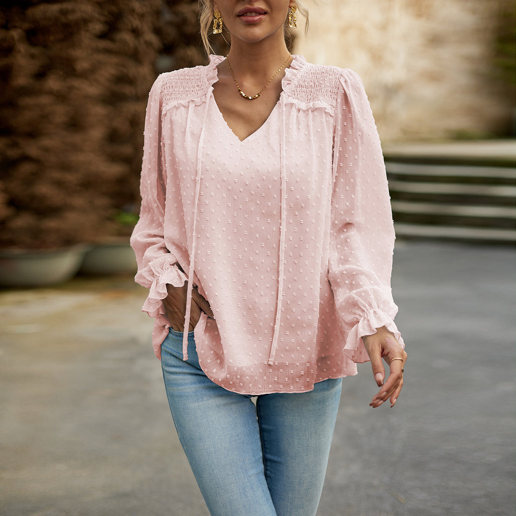 Women's Blouse Long Sleeve Blouses Casual Solid Color - view 5