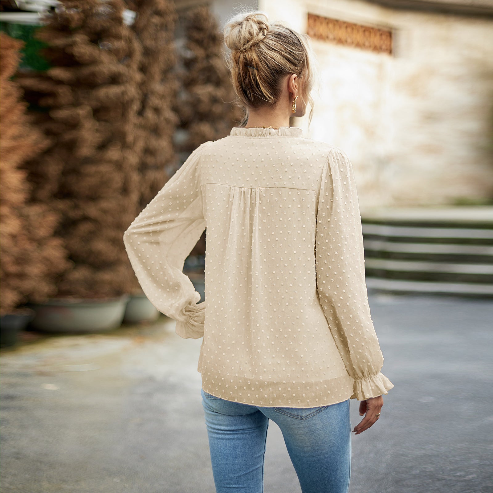 Women's Blouse Long Sleeve Blouses Casual Solid Color - view 3