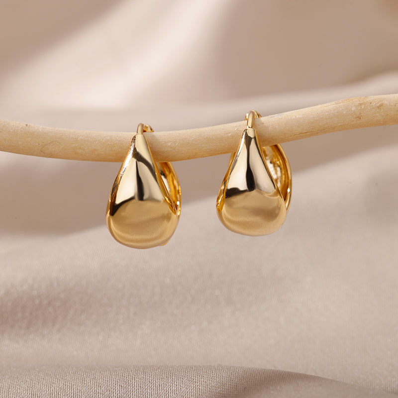Geometric Three-dimensional Earrings For Women, 304 Stainless Steel With 18K Real Gold Plated PVD Coating 0.03µm Featuring Zircon Inlay - view 5