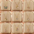 Golden Plated White K Plated 201 Stainless Steel Electroplated Resin Rhinestones Glass Heart Shape Flower Handmade Cable Chain Pendant Necklace - front view