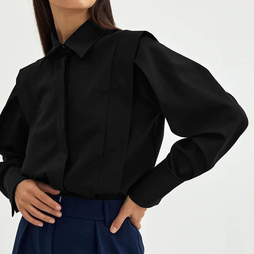 Wholesale Women's Casual Solid Color Long Sleeve Blouses - view 5