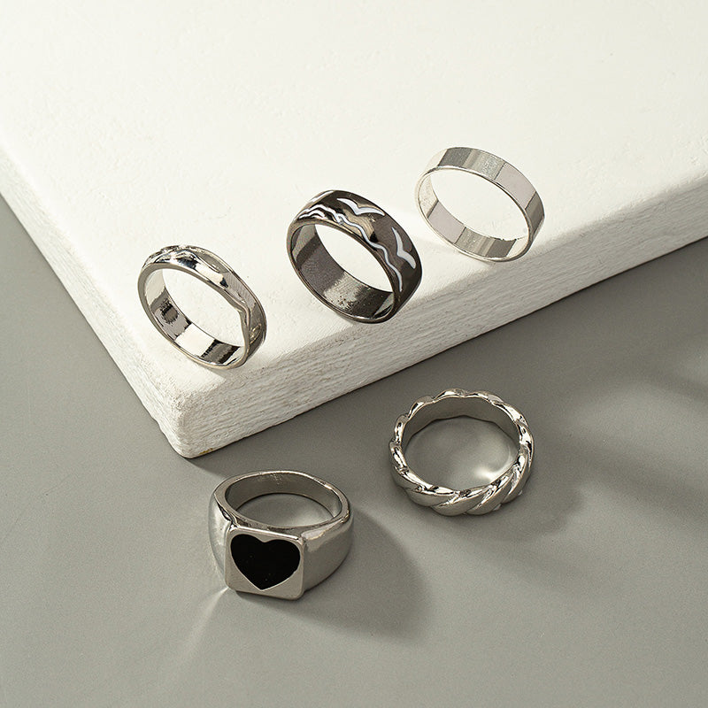 Basic Heart Shape Alloy Men's Rings - view 3