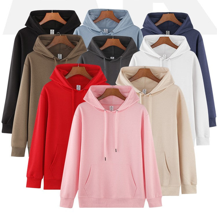 Women's Men's Hoodie Long Sleeve Unisex Hoodies Simple Style Solid Color - front view