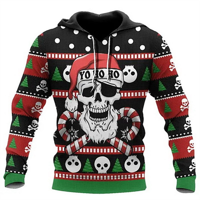 Wholesale Men'S Hip-Hop Christmas Tree Long Sleeve 3D Print Men's Hoodies - front view