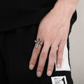 Punk Cross Titanium Steel Men's Rings - front view