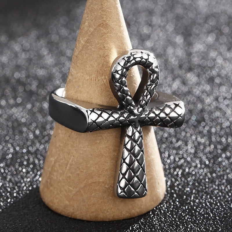 Punk Cross Titanium Steel Men's Rings - view 2