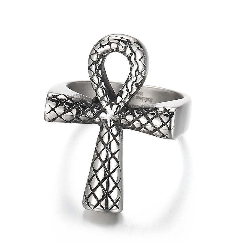 Punk Cross Titanium Steel Men's Rings - view 3