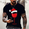 Men's Printing Christmas Round Neck Short Sleeve Loose Men's T-shirt - front view