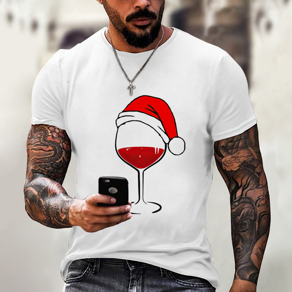 Men's Printing Christmas Round Neck Short Sleeve Loose Men's T-shirt - view 4