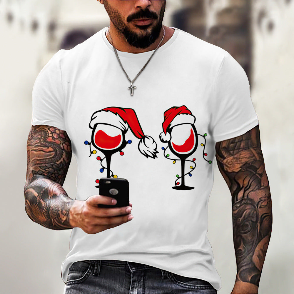 Men's Printing Christmas Round Neck Short Sleeve Loose Men's T-shirt - view 5