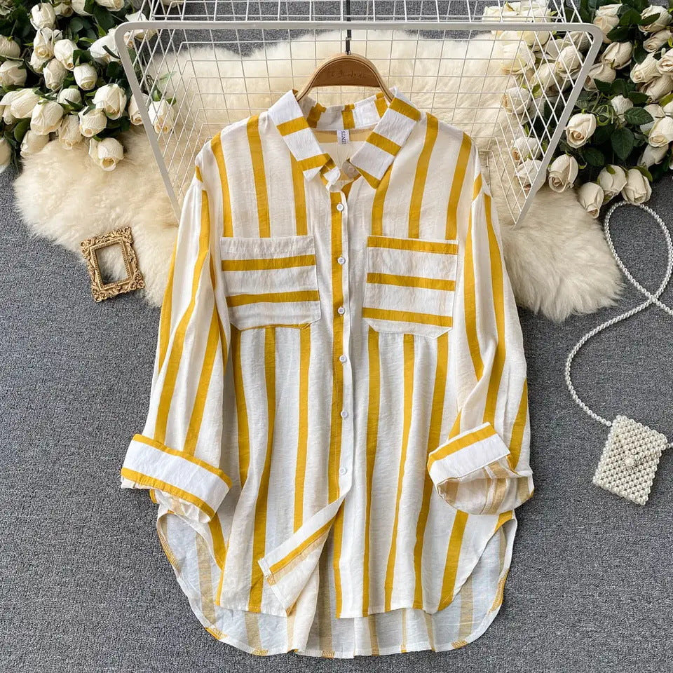 Wholesale Women's Casual Stripe Long Sleeve Blouses - view 5
