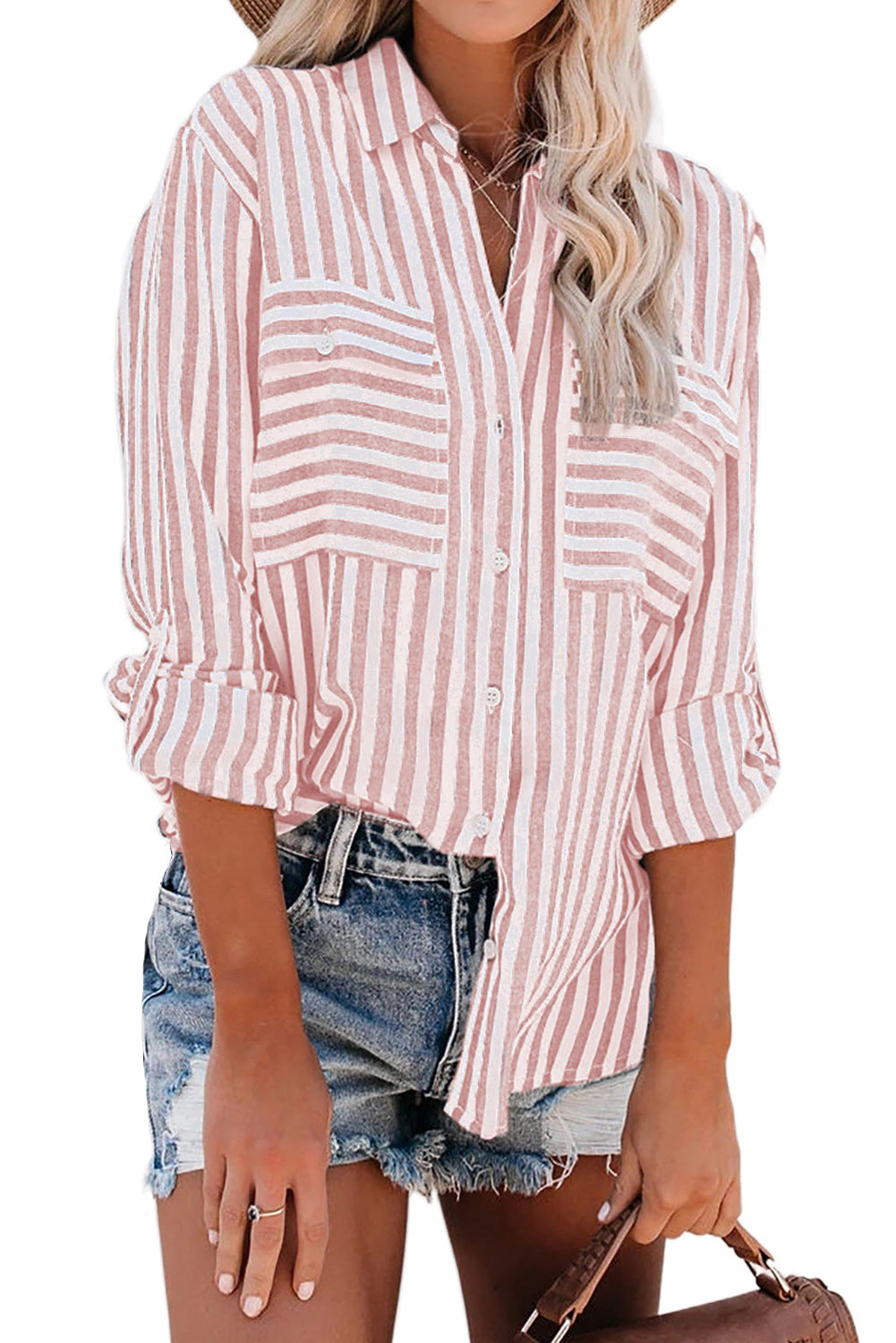 Wholesale Women's Casual Stripe Long Sleeve Blouses - view 5