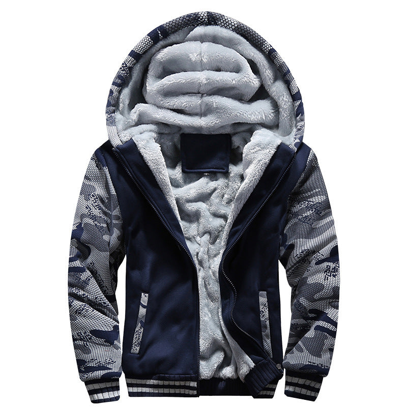 Wholesale Men's Fleece Hoodies Casual Solid Color Camouflage Long Sleeve Men's Hoodies - front view