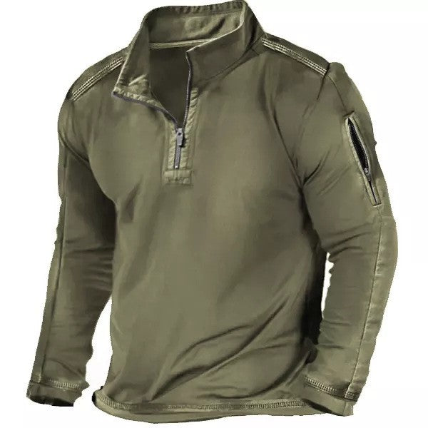 Men's Hoodies Long Sleeve Zipper Casual Simple Style Solid Color - front view