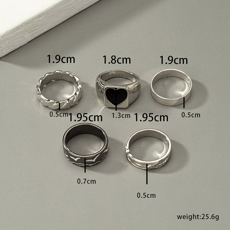 Basic Heart Shape Alloy Men's Rings - front view