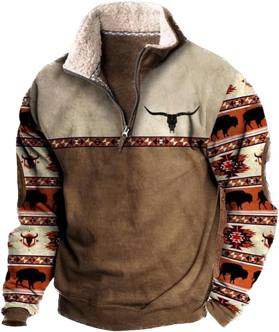 Wholesale Men's Vintage Style Printing Long Sleeve Printing Men's Hoodies - front view