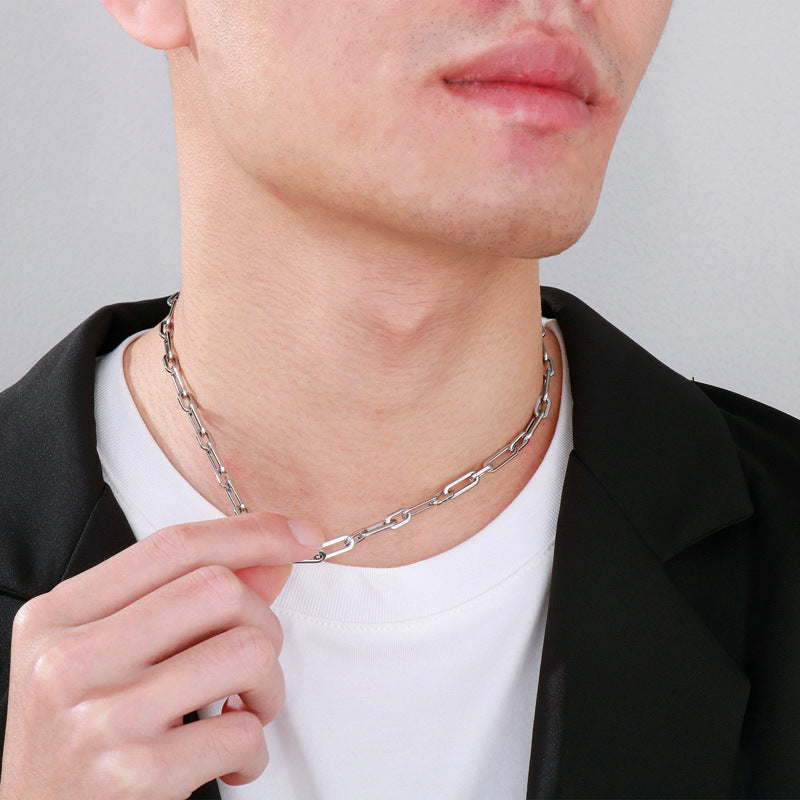 Casual Streetwear Geometric Titanium Steel Men's Necklace - view 5