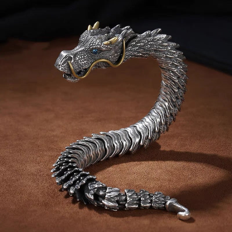 Retro Dragon Copper Men's Bracelets Men's Chain Bracelets - front view
