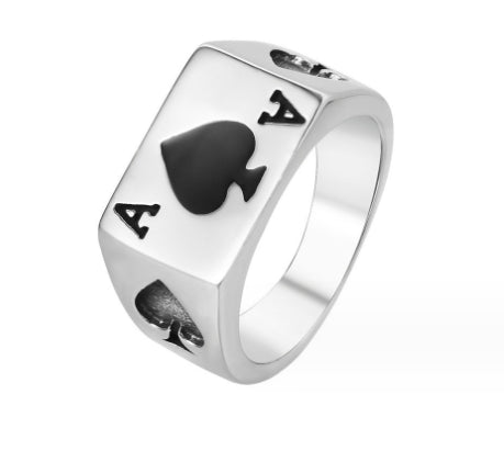 Retro Poker Titanium Steel Men's Rings - view 2