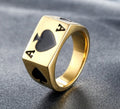 Retro Poker Titanium Steel Men's Rings - front view