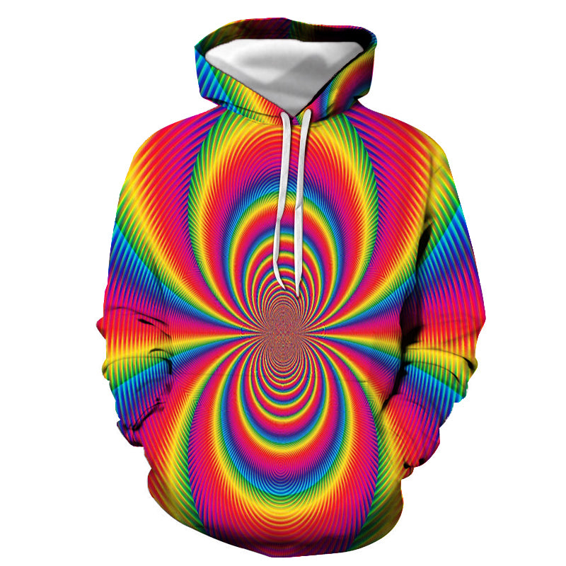 Wholesale Men's Casual Printing Colorful Long Sleeve 3D Print Men's Hoodies - front view