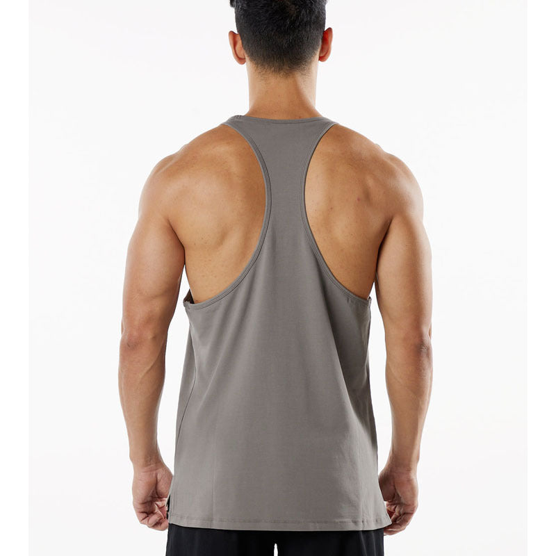 Wholesale Men's Basic Solid Color Sleeveless Men's T-shirt - front view