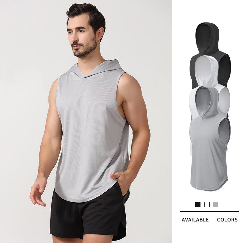 Wholesale Men's Simple Style Classic Style Solid Color Sleeveless Men's T-shirt - front view
