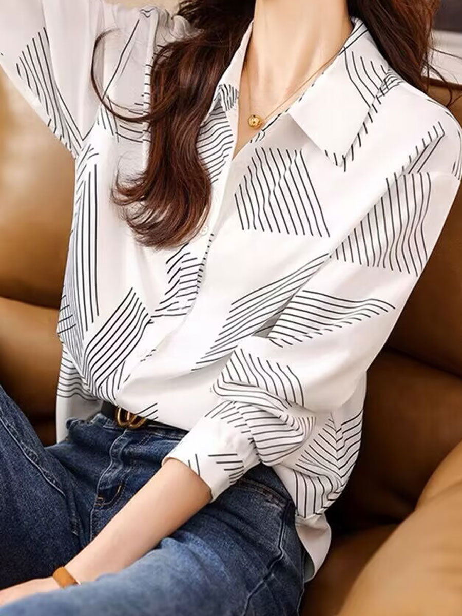 Wholesale Women's Casual Stripe Long Sleeve Blouses - view 6