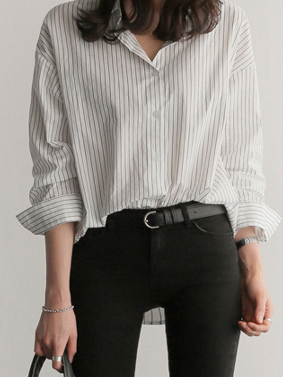 Wholesale Women's Casual Stripe Long Sleeve Blouses - view 5