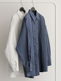 Wholesale Women's Casual Stripe Long Sleeve Blouses - front view