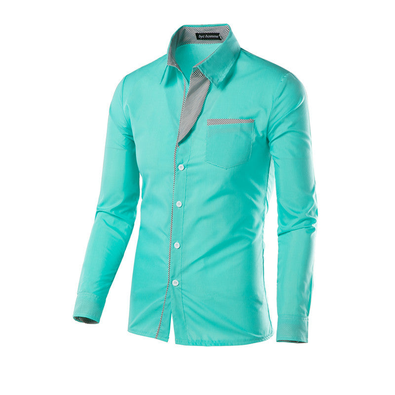 Wholesale Men's Casual Basic Solid Color Long Sleeve Men's Shirt Tops - view 5