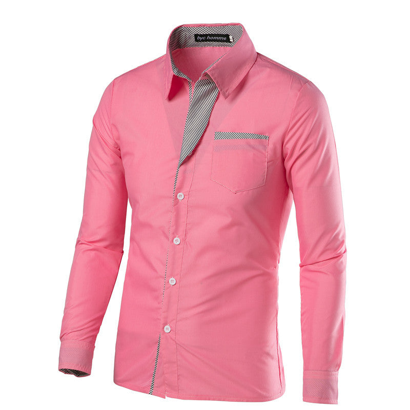 Wholesale Men's Casual Basic Solid Color Long Sleeve Men's Shirt Tops - view 4