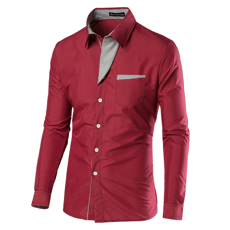 Wholesale Men's Casual Basic Solid Color Long Sleeve Men's Shirt Tops - view 3