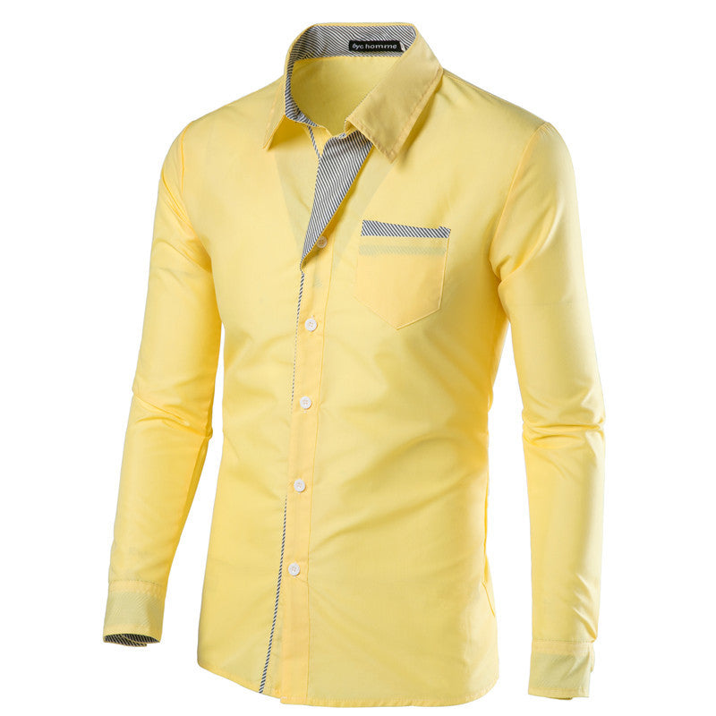 Wholesale Men's Casual Basic Solid Color Long Sleeve Men's Shirt Tops - view 2