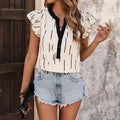 Wholesale Women's Vacation Lines Short Sleeve Blouses - front view