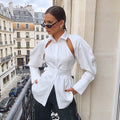 Wholesale Women's Vacation Solid Color Long Sleeve Blouses - front view